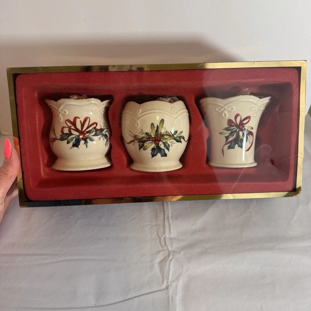 Lenox Candle Holders Winter Greetings votives set of three Tealight new Open Box